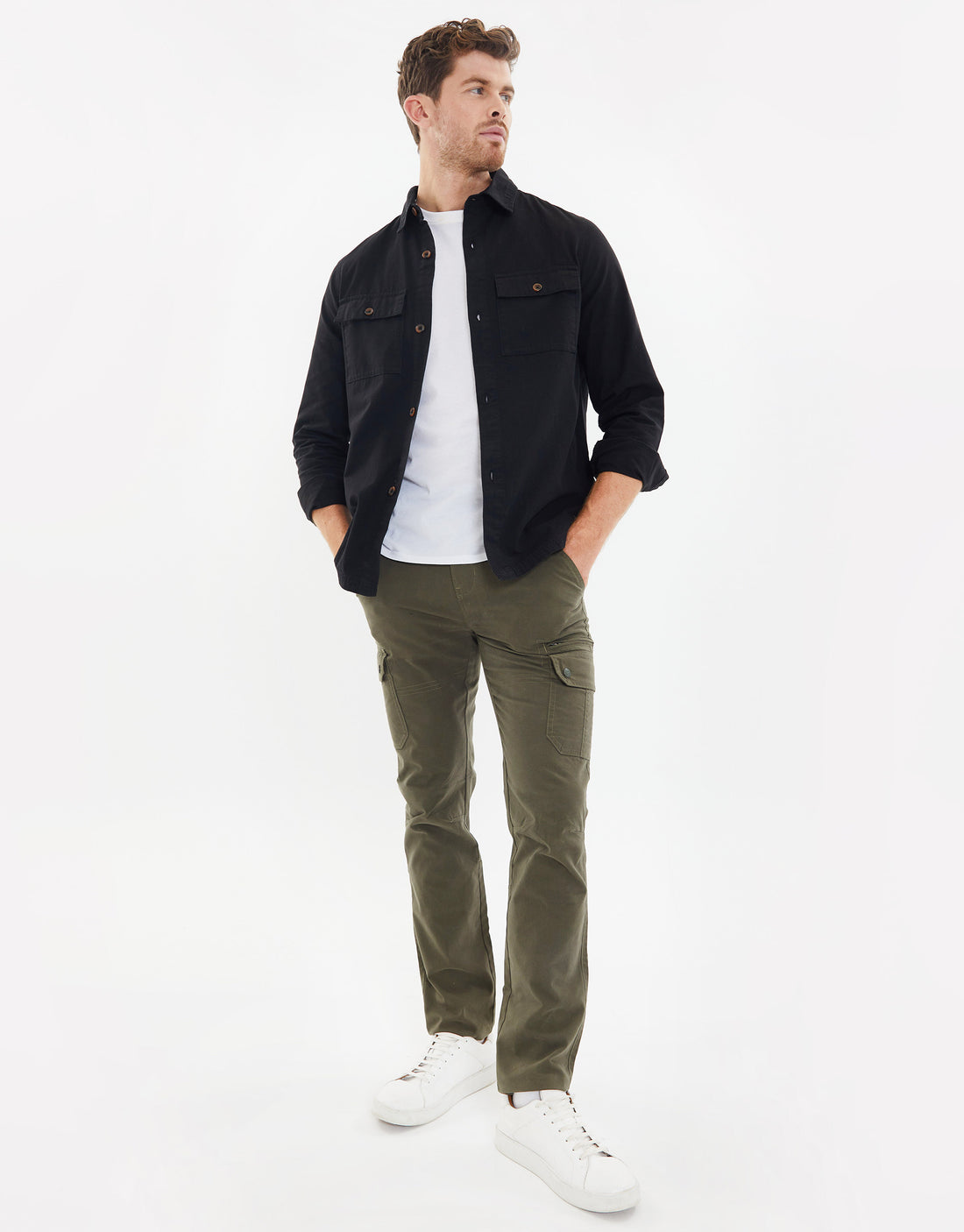 Men's Black Long Sleeve Plain Lightweight Overshirt Shacket – Threadbare