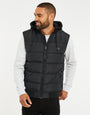 Black Padded Hooded Gilet