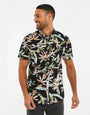 Black Palm Print Short Sleeve Shirt