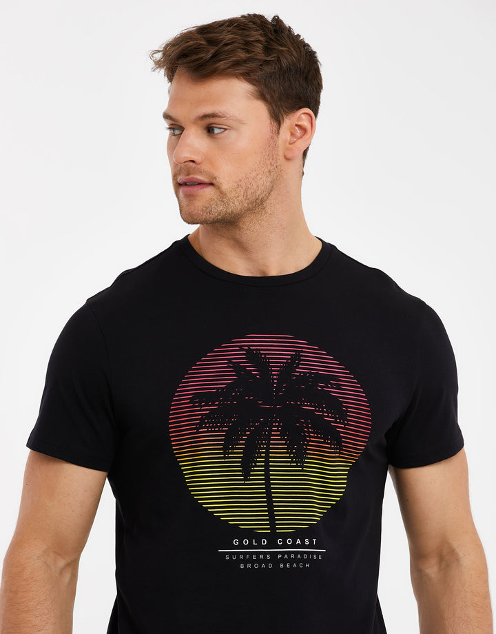 Black Palm Tree Graphic Print T-Shirt