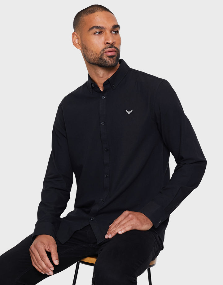Black Cotton Long Sleeve Shirt