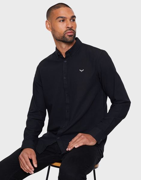 Men's Black Plain Long Sleeve Shirt – Threadbare