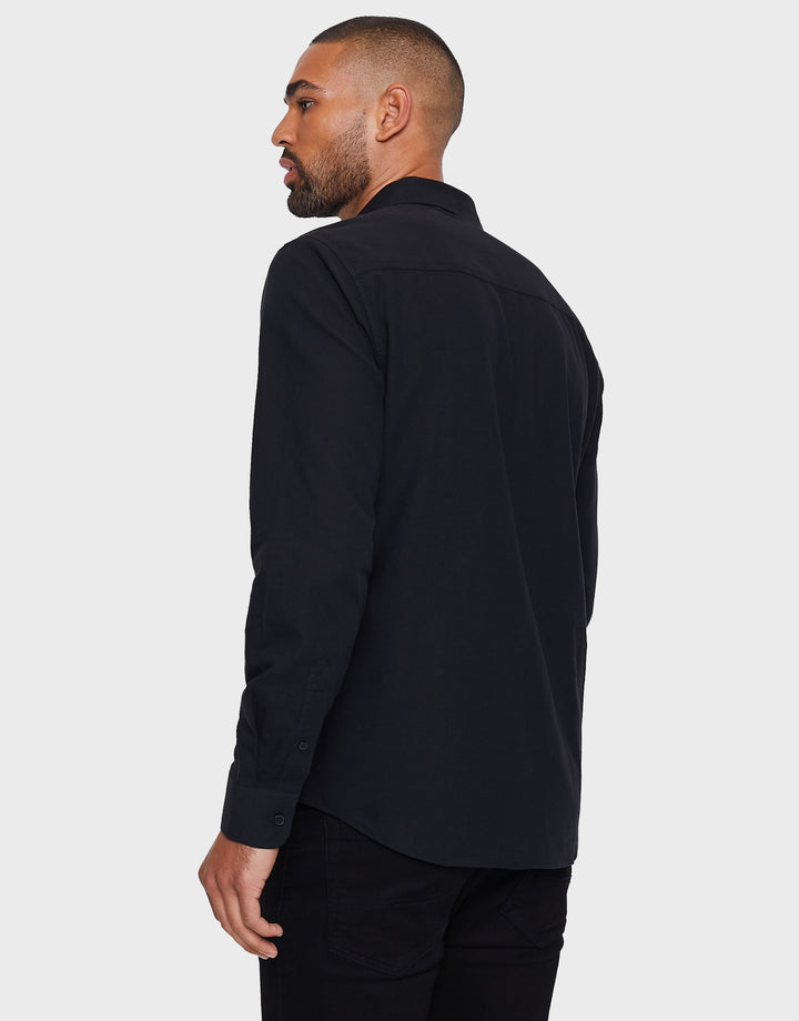 Black Cotton Long Sleeve Shirt