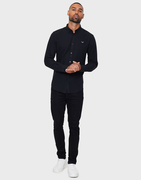Men's Black Plain Long Sleeve Shirt – Threadbare