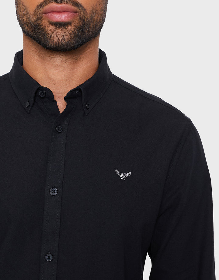Black Cotton Long Sleeve Shirt