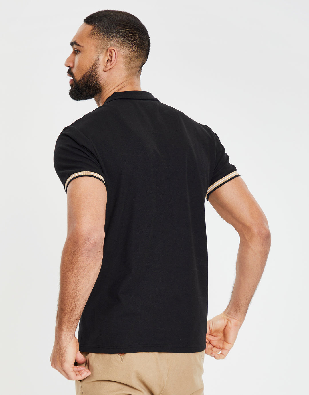 Black Rib Collar Classic Polo Shirt