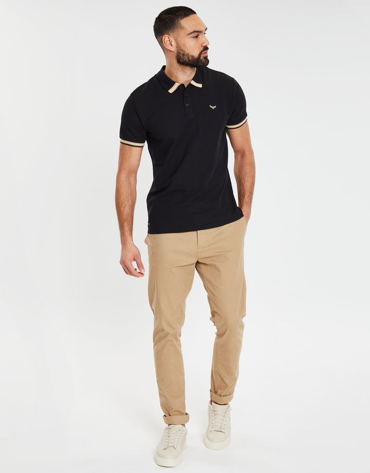 Black Rib Collar Classic Polo Shirt