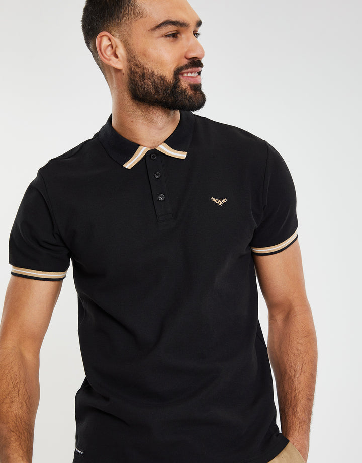 Black Rib Collar Classic Polo Shirt