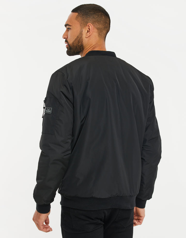 Black Sherpa Lined Bomber Jacket