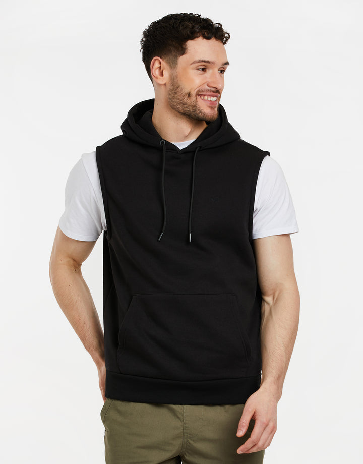Black Sleeveless Overhead Hoodie
