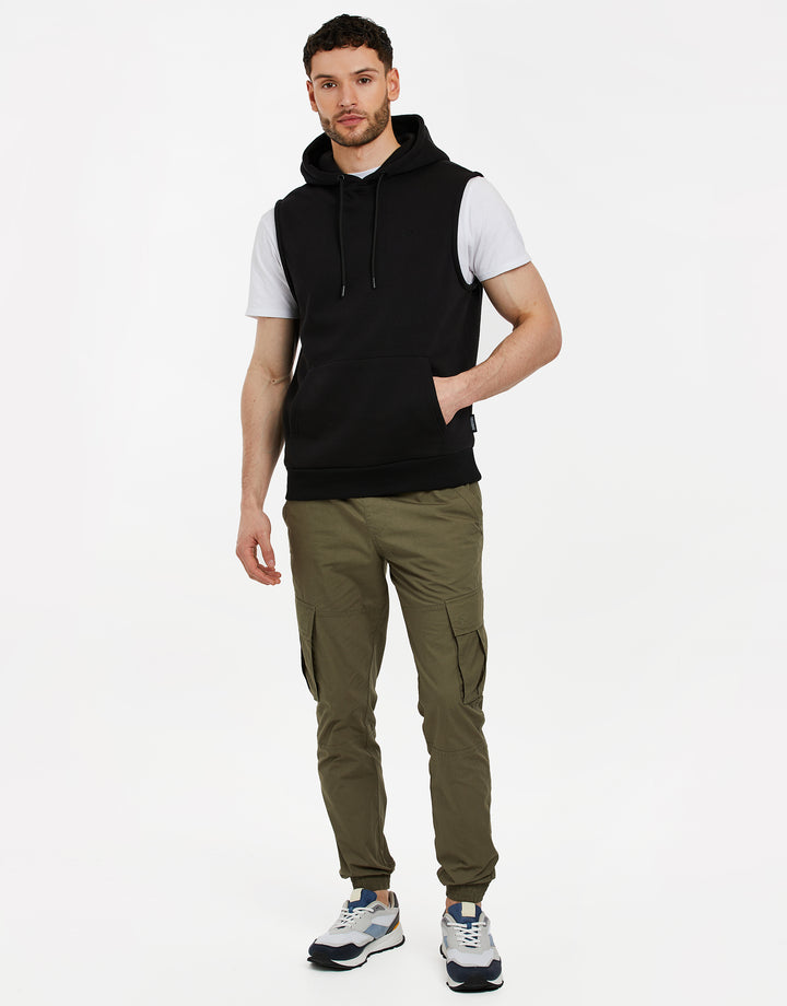 Black Sleeveless Overhead Hoodie