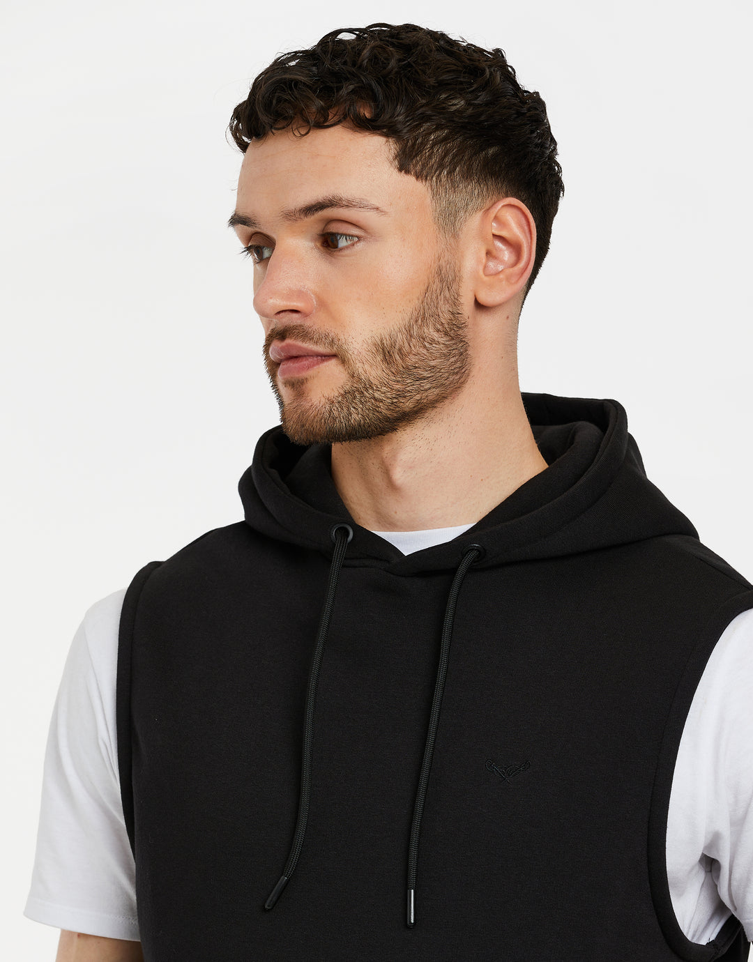Black Sleeveless Overhead Hoodie