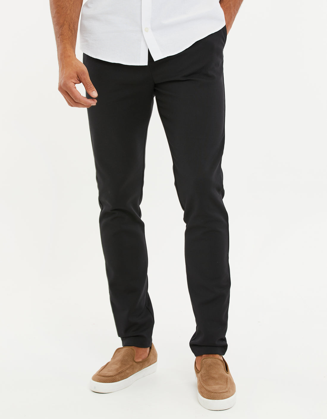 Threadbare Luxe Men's Black Slim Fit Semi-Formal Trousers