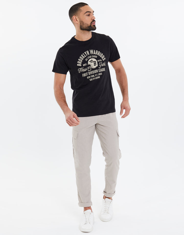 Black Slub Brooklyn Varsity T-Shirt
