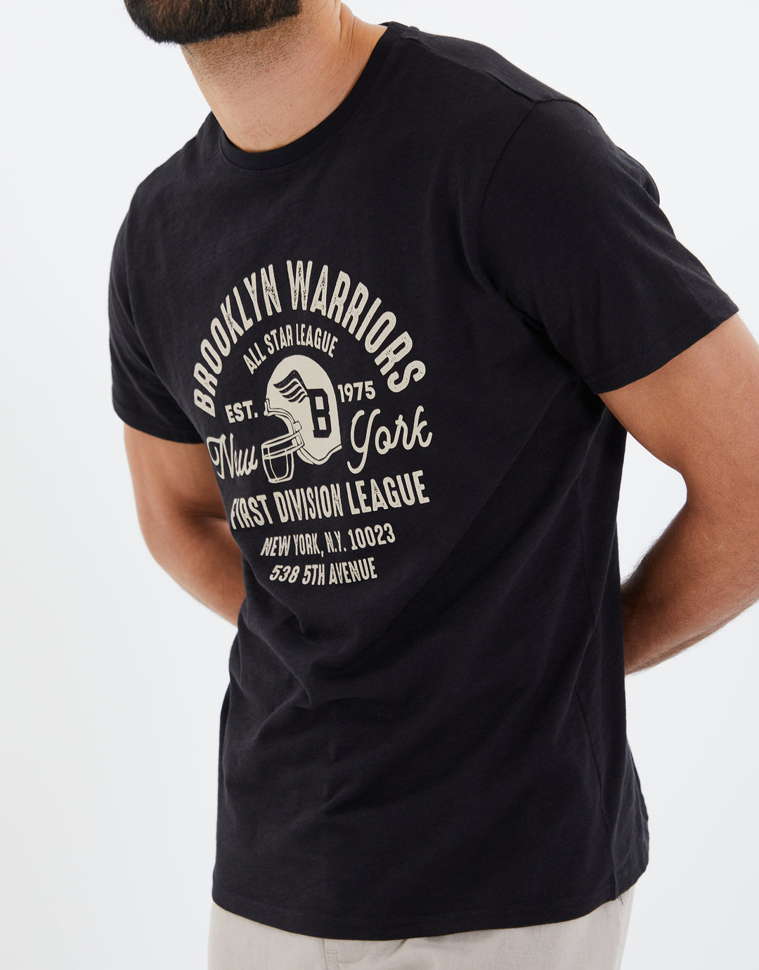 Black Slub Brooklyn Varsity T-Shirt