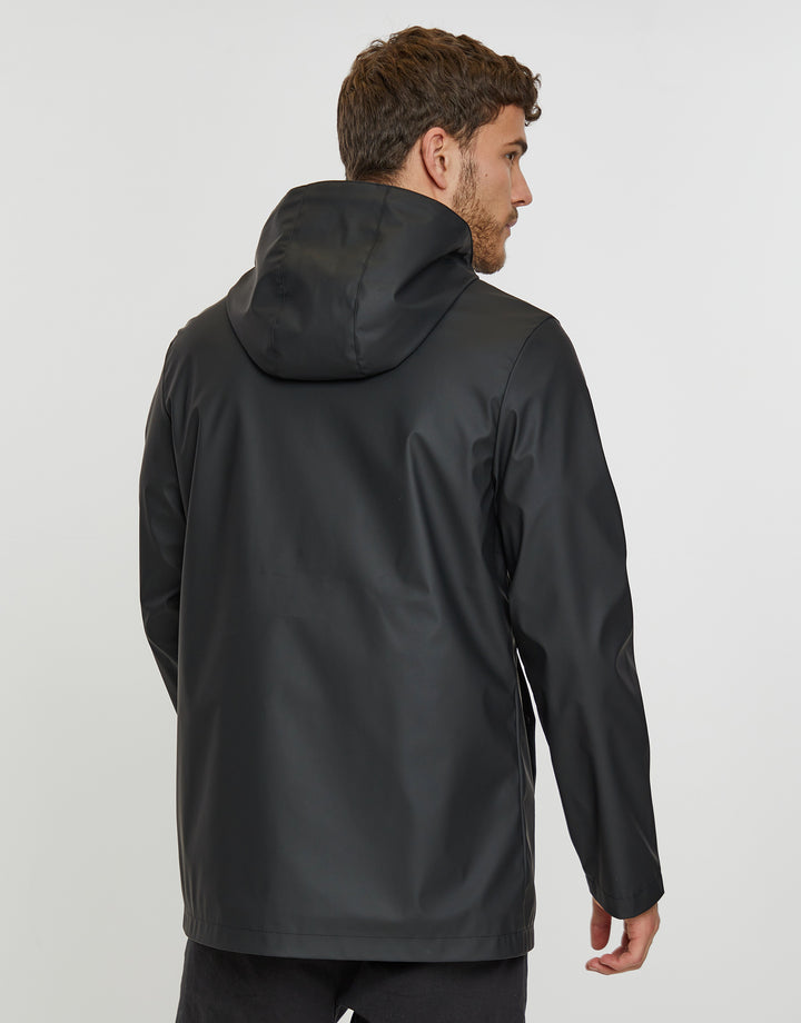 Black Hooded Showerproof Mac