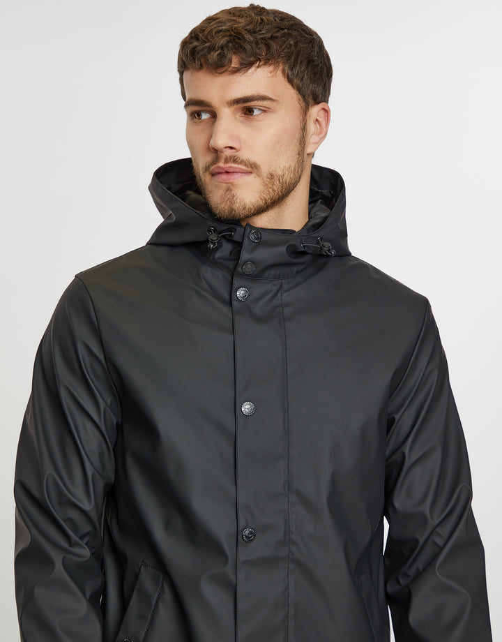 Black Hooded Showerproof Mac