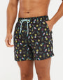 Black Summer Print Swim Shorts
