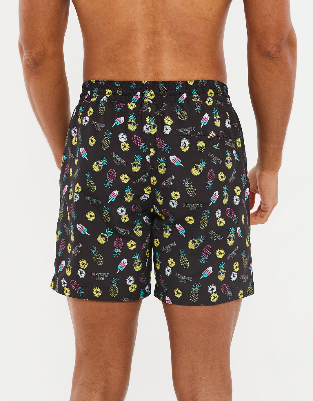 Black Summer Print Swim Shorts
