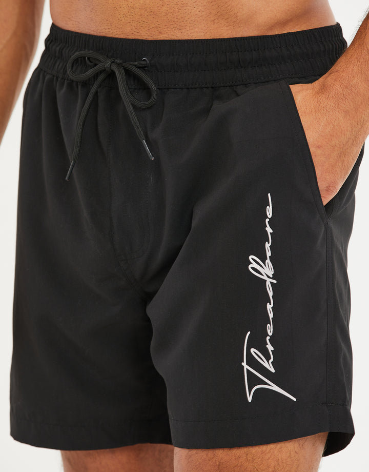 Black Handwritten Logo Swim Shorts