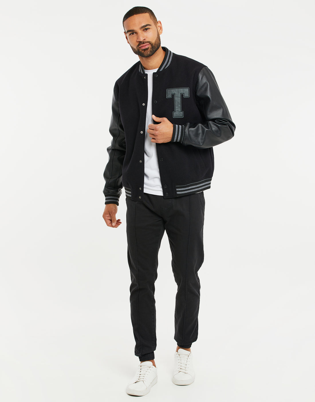 Men's Black Varsity Style Sports Bomber Jacket – Threadbare