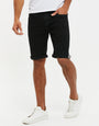 Black Wash Stretch Denim Shorts