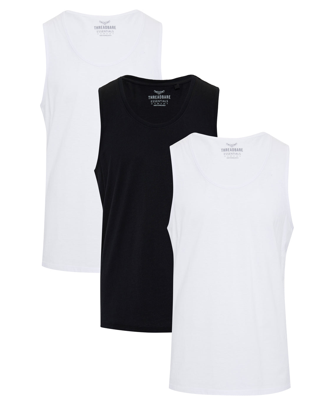 Black & White T-Shirt Vests (3 Pack)