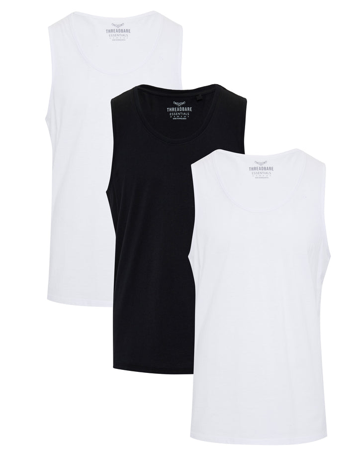 Black & White T-Shirt Vests (3 Pack)