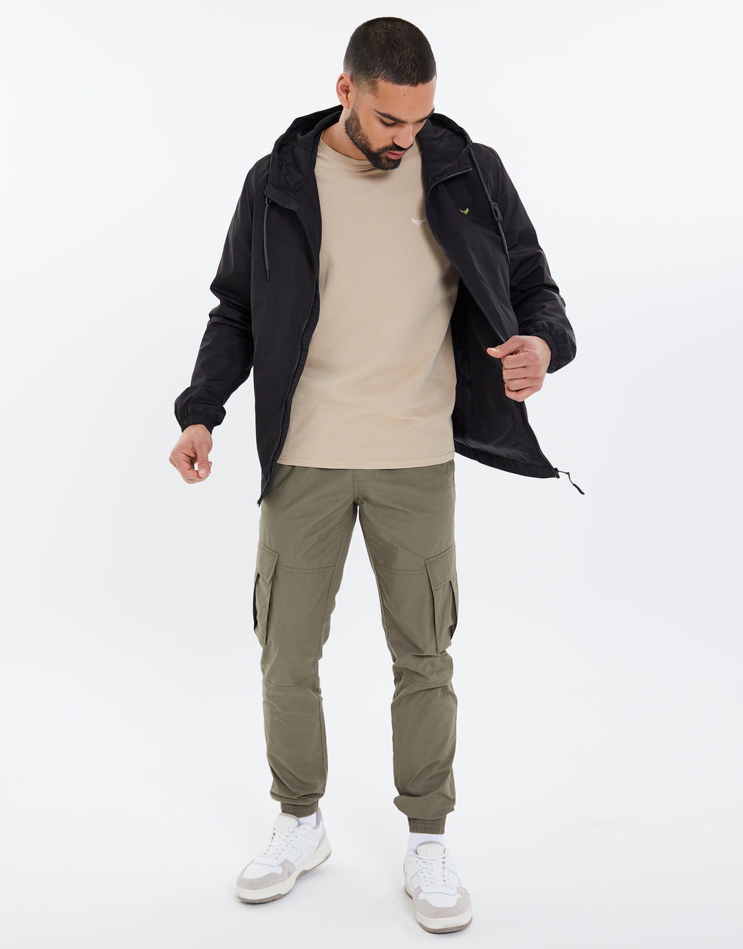 Black Zip Up Hooded Mac