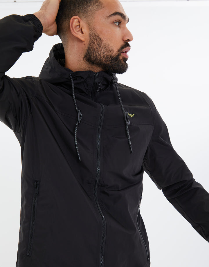 Black Zip Up Hooded Mac
