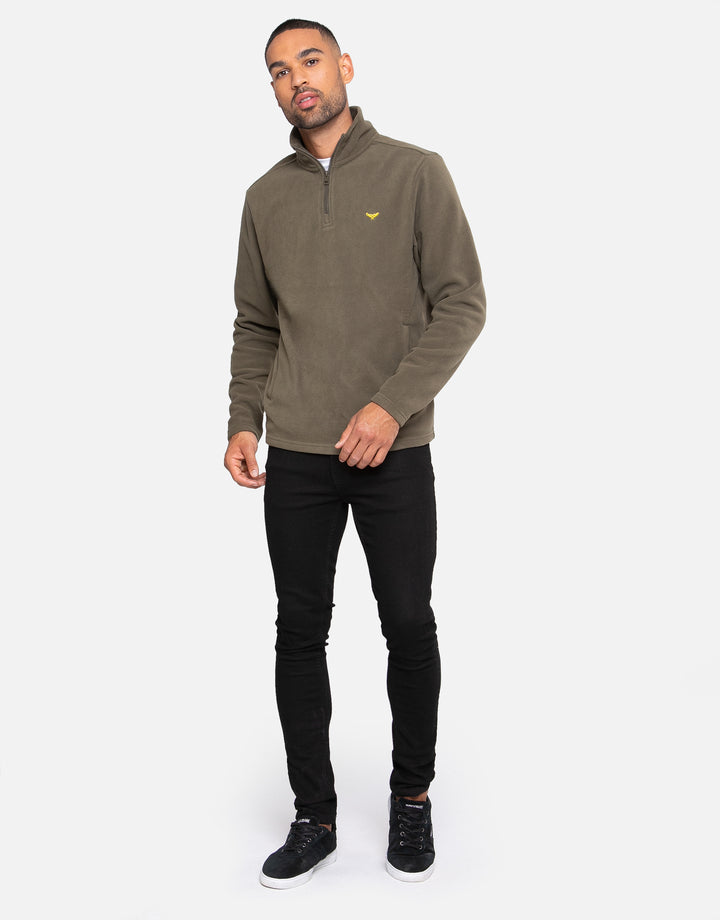 Blade Khaki Plain 1/4 Zip Sweatshirt