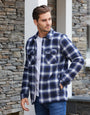 Blue Check Borg Lined Long Sleeve Shirt