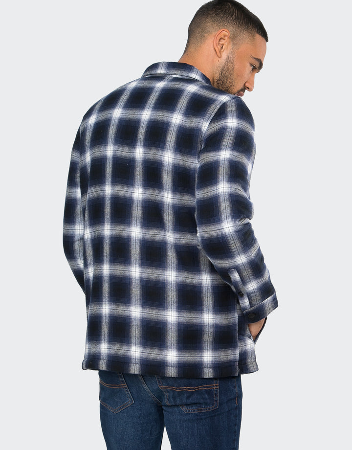 Blue Check Borg Lined Long Sleeve Shirt