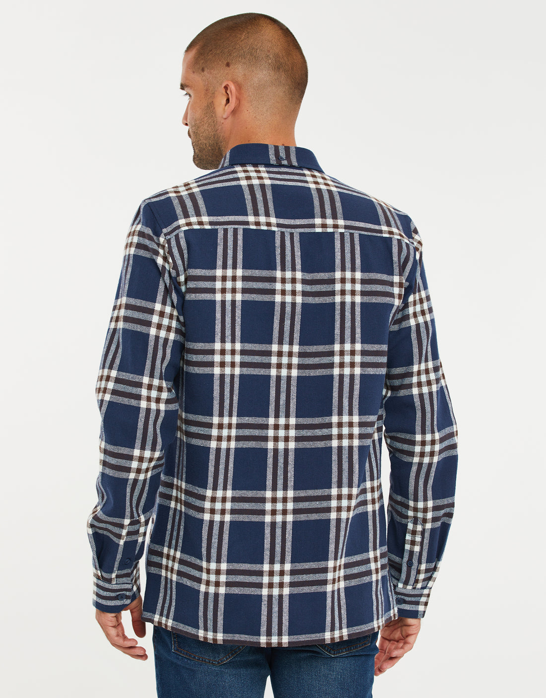 Men's Blue Check Long Sleeve Shirt – Threadbare