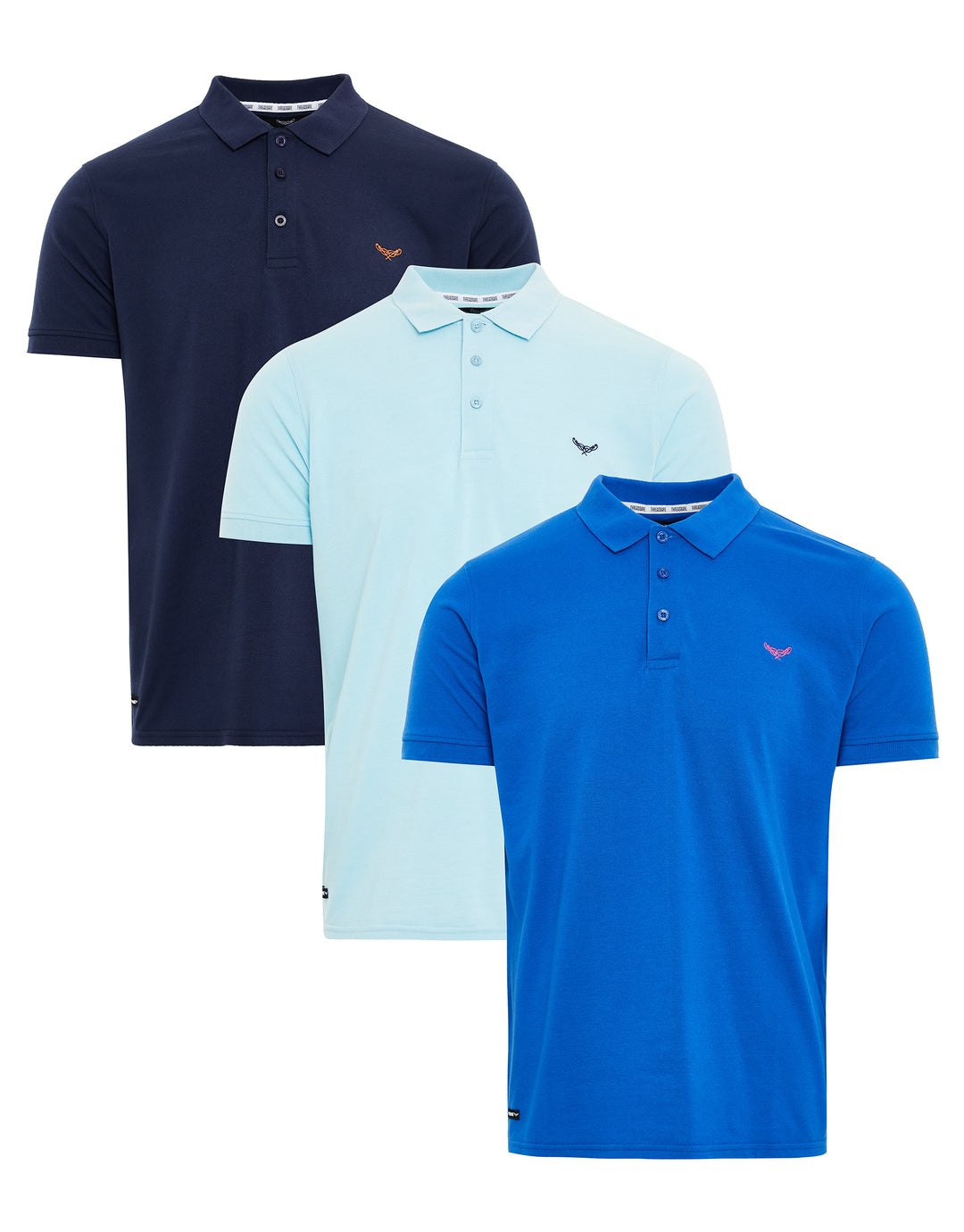 Blue Short Sleeve Classic Polo Shirts (3 Pack)