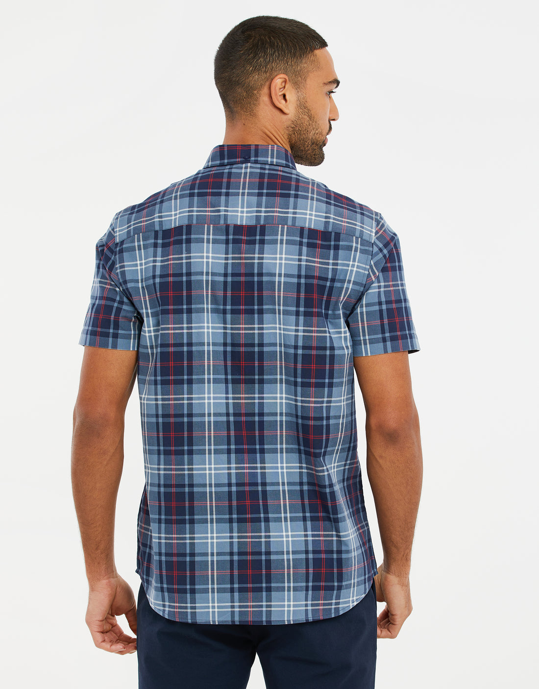 Men's China Blue Check Cotton Short Sleeve Shirt – Threadbare