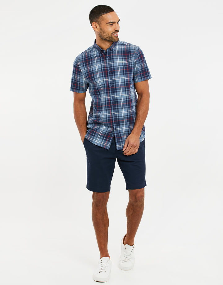 China Blue Check Short Sleeve Shirt