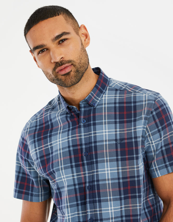 China Blue Check Short Sleeve Shirt
