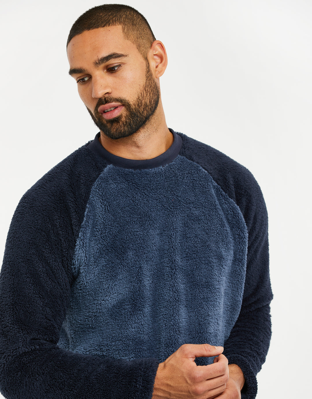 Blue Borg Raglan Sweatshirt Lounge Set (2-Piece Set)