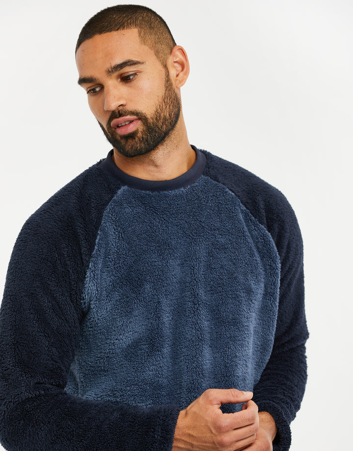 Blue Borg Raglan Sweatshirt Lounge Set (2-Piece Set)