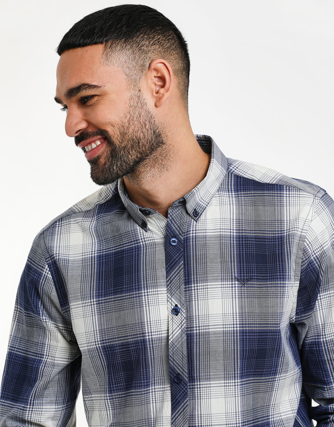 Men's Blue Check Long Sleeve Lightweight Cotton Shirt – Threadbare