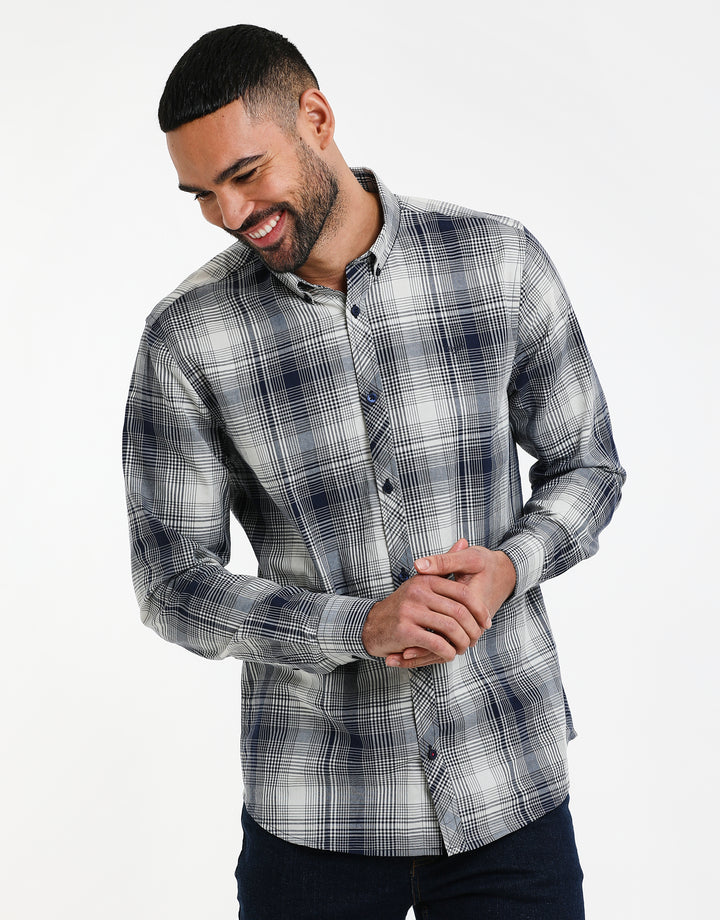 Grey Lazio Check Long Sleeve Shirt