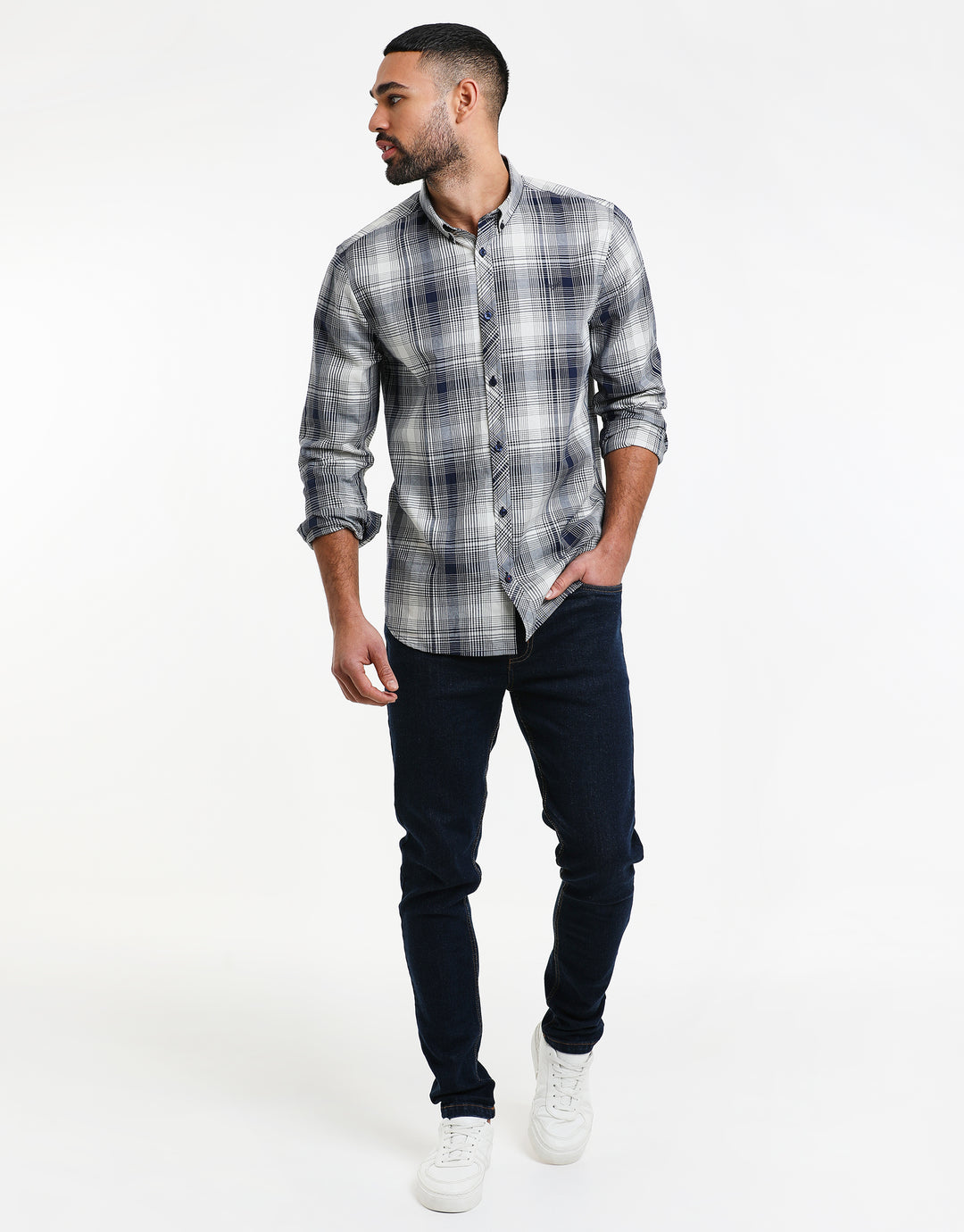 Grey Lazio Check Long Sleeve Shirt