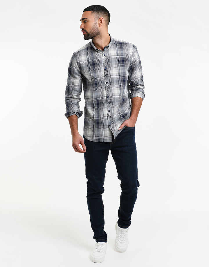 Grey Lazio Check Long Sleeve Shirt