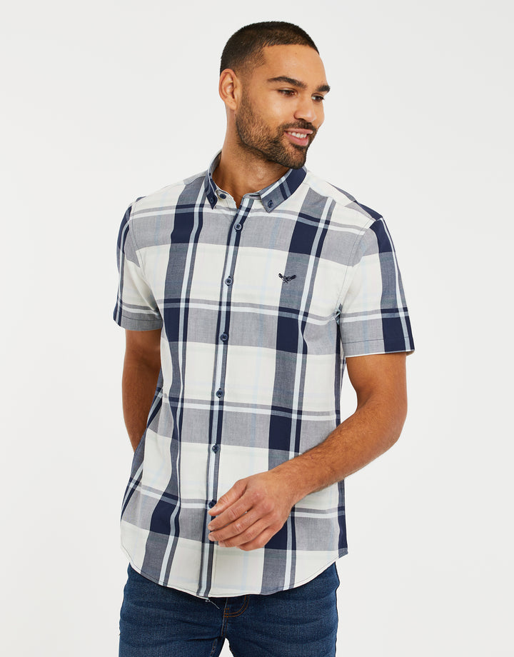 Blue & White Check Short Sleeve Shirt