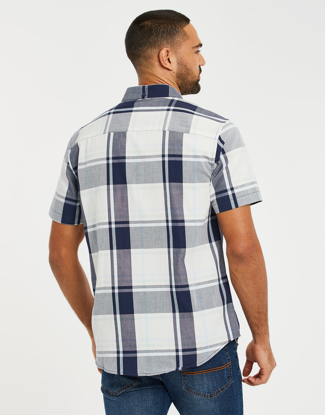 Blue & White Check Short Sleeve Shirt