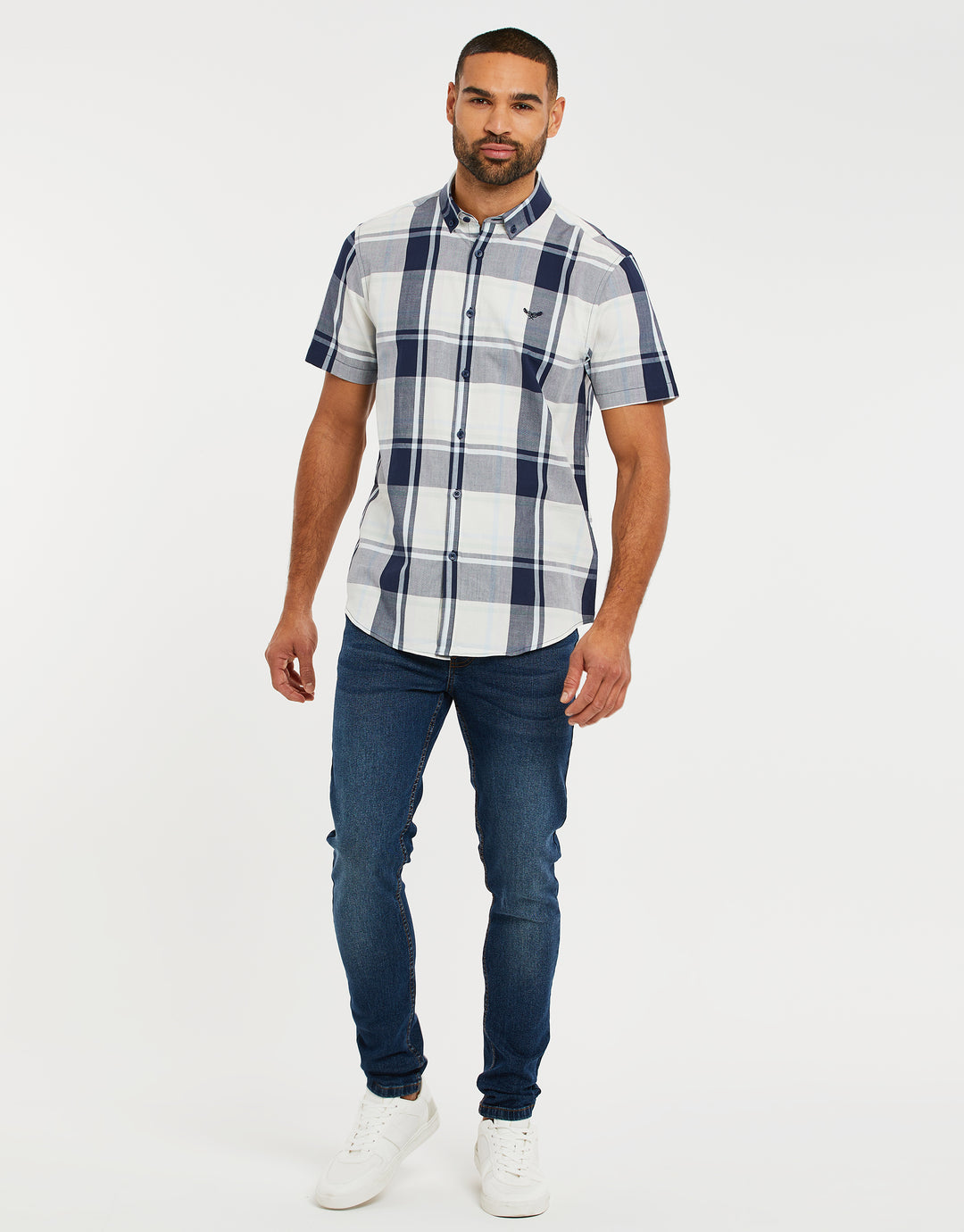 Blue & White Check Short Sleeve Shirt