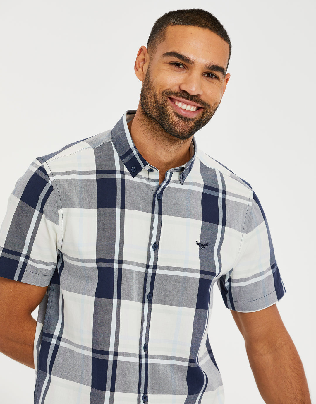 Blue & White Check Short Sleeve Shirt
