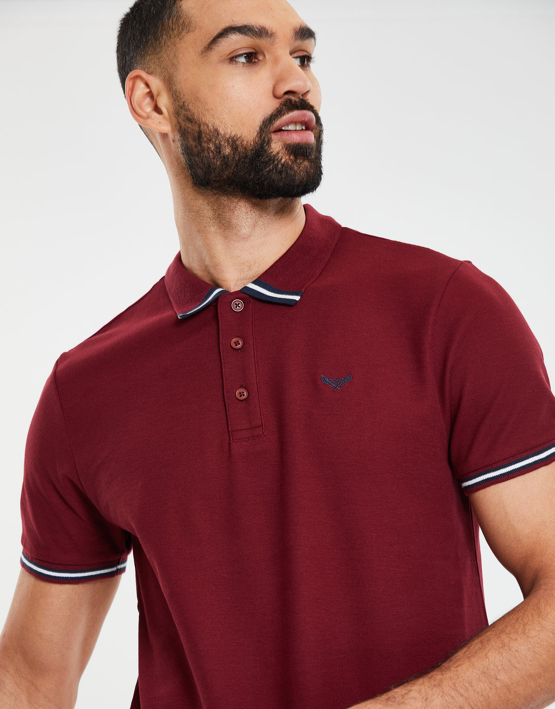 Burgundy Rib Collar Classic Polo Shirt