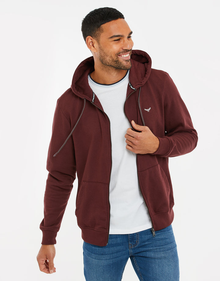 Burgundy Zip-Through Hoodie